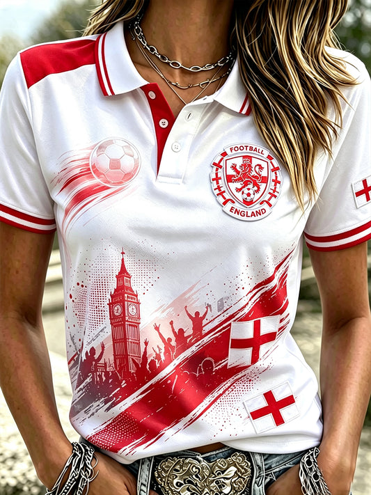 Women's England Football Polo T-Shirt