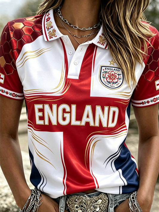 Women's England Football Polo T-Shirt