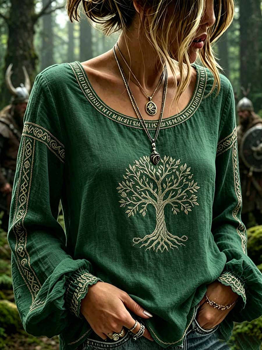 Women's Viking Art Pattern Print T-Shirt