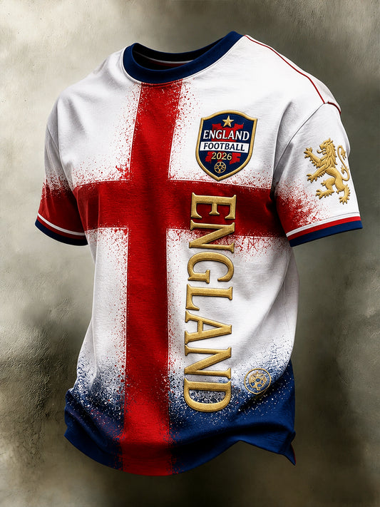 Retro England Football Fan Art Print Casual Jersey
