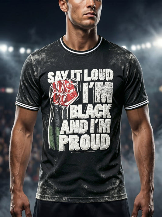 Men's Vintage Black Anti-Racism Print Casual T-Shirt