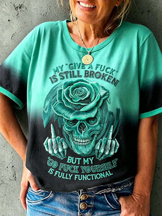 Women's Grumpy Old Woman Printed Vintage Fashion Loose Short Sleeve T-Shirt