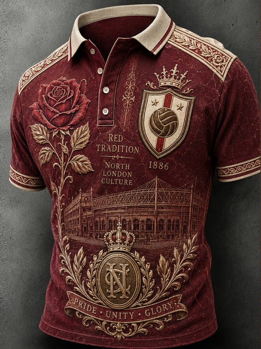 Retro North London Glory Red Football Fan Art Print Casual Jersey