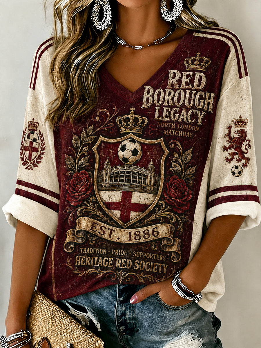 Retro North London Glory Red Football Fan Art Print Casual Jersey