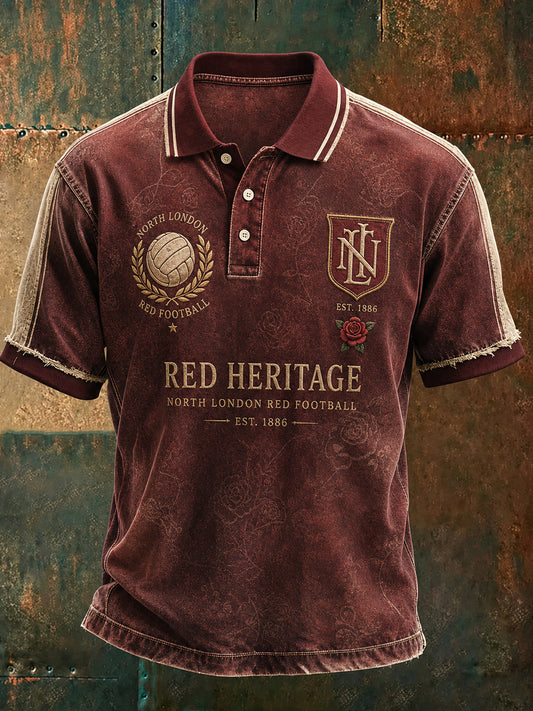 Retro North London Glory Red Football Fan Art Print Casual Jersey