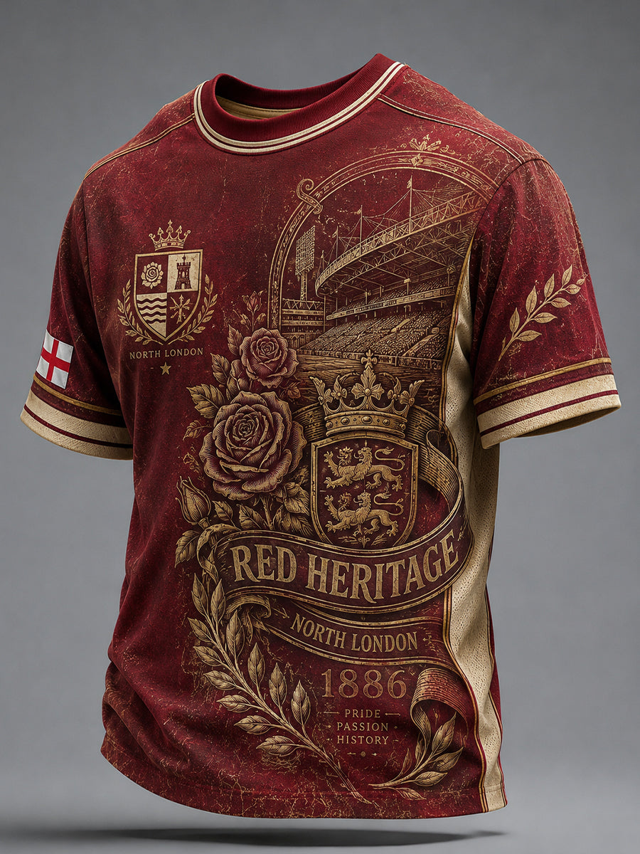 Retro North London Glory Red Football Fan Art Print Casual Jersey