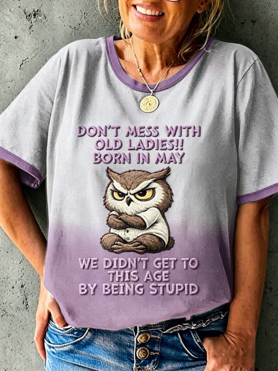Women's Grumpy Old Woman Printed Vintage Fashion Loose Short Sleeve T-Shirt