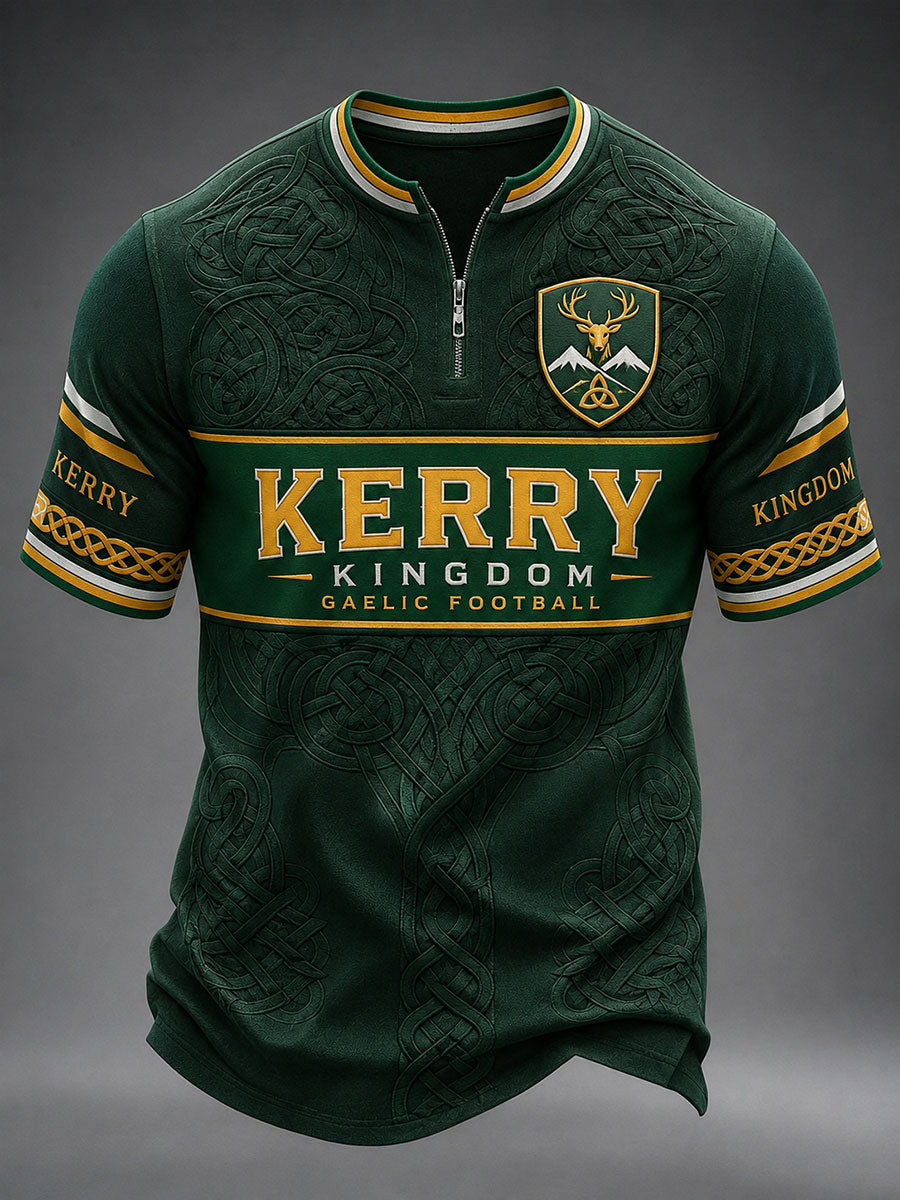 Men's Gaelic Football Kerry Zip Short Sleeve T-Shirt