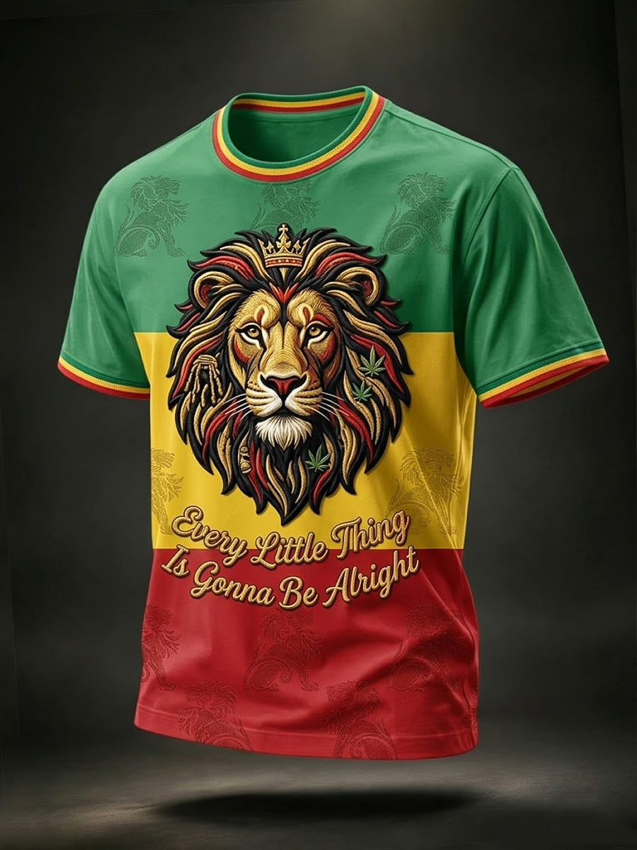 Retro Reggae Lover Lion Casual T-Shirt