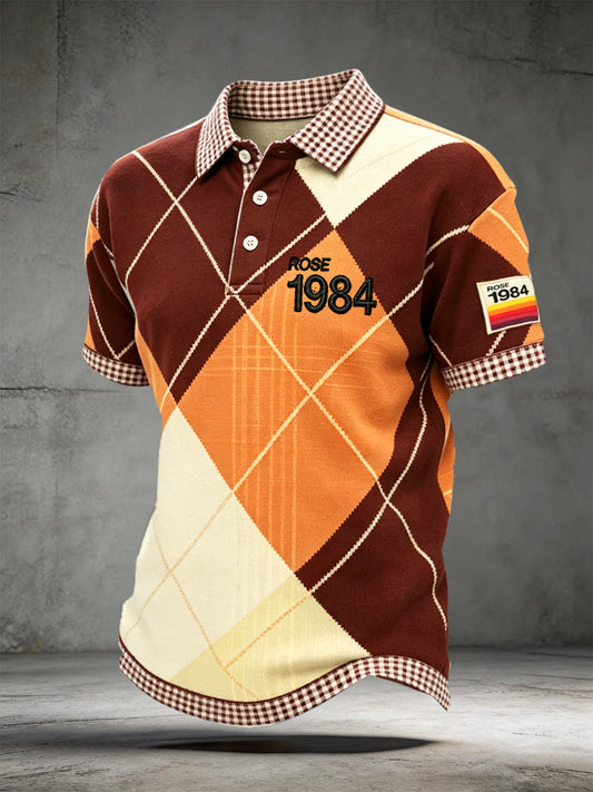 Men's The Stone Roses Classic Houndstooth Print Casual Polo Shirt