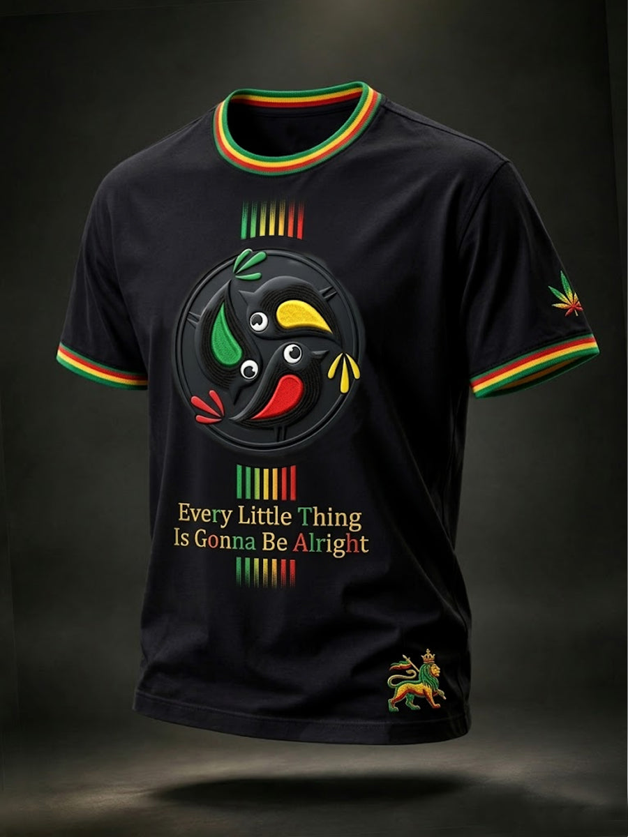 Retro Reggae Bird Art Casual T-Shirt