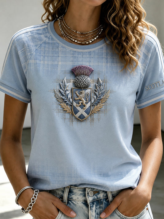 Women's Scotland Football Round Neck Short Sleeve T-Shirt
