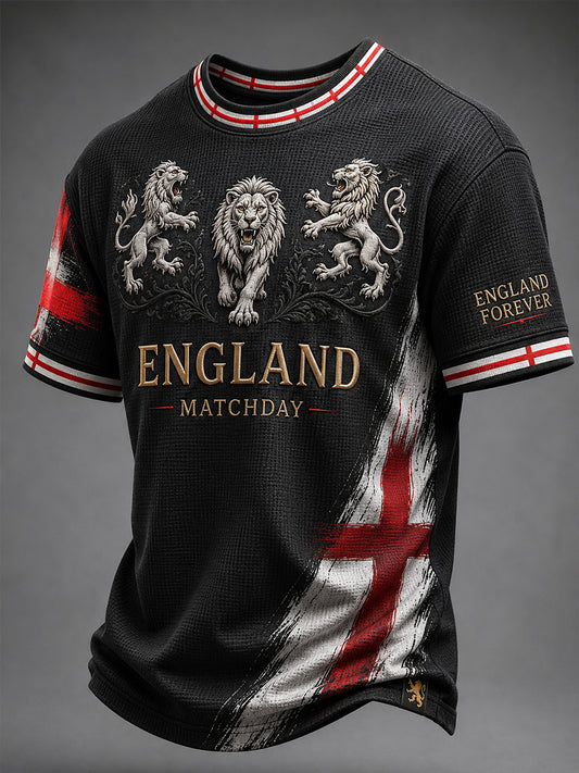 Men's Retro England Football Fan Art Print Casual Jersey