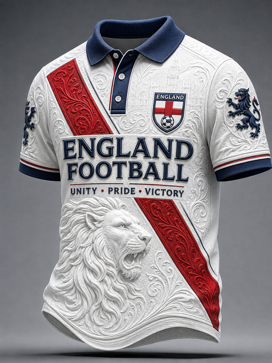 Men's Retro England Football Fan Art Print Casual Jersey