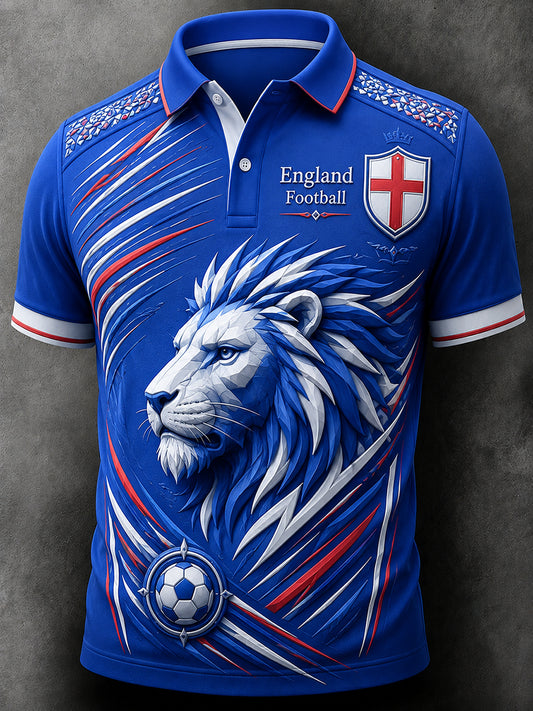 Men's Retro England Football Fan Art Print Casual Jersey