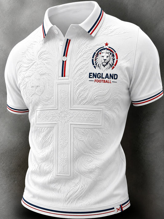 Men's Retro England Football Fan Art Print Casual Jersey