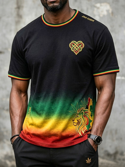 Casual Gradient T-Shirt for Retro Reggae Music Fans