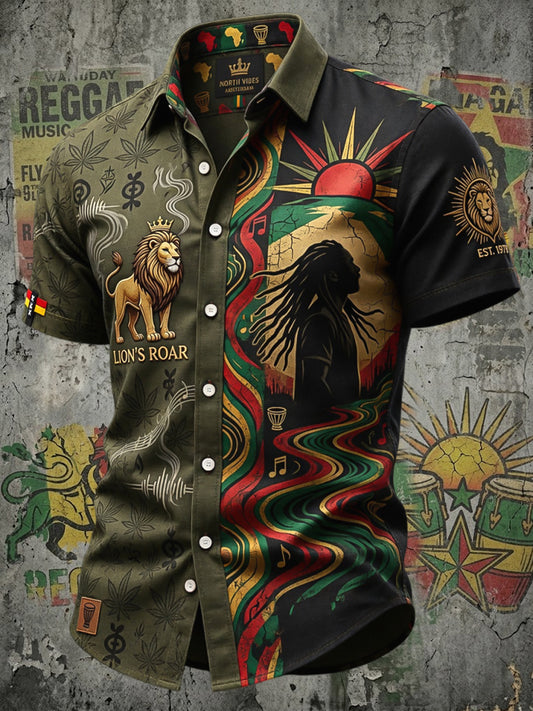 Patchwork Casual Shirt for Retro Reggae Fans