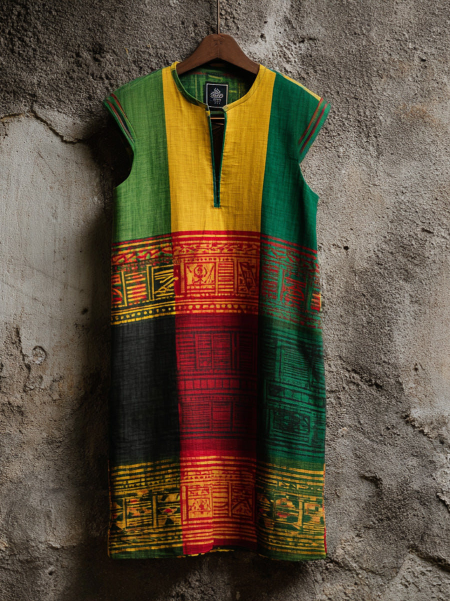 Women's Reggae Music Linen Blend Dress