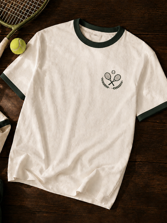 Men's Tennis Print Casual T-Shirt