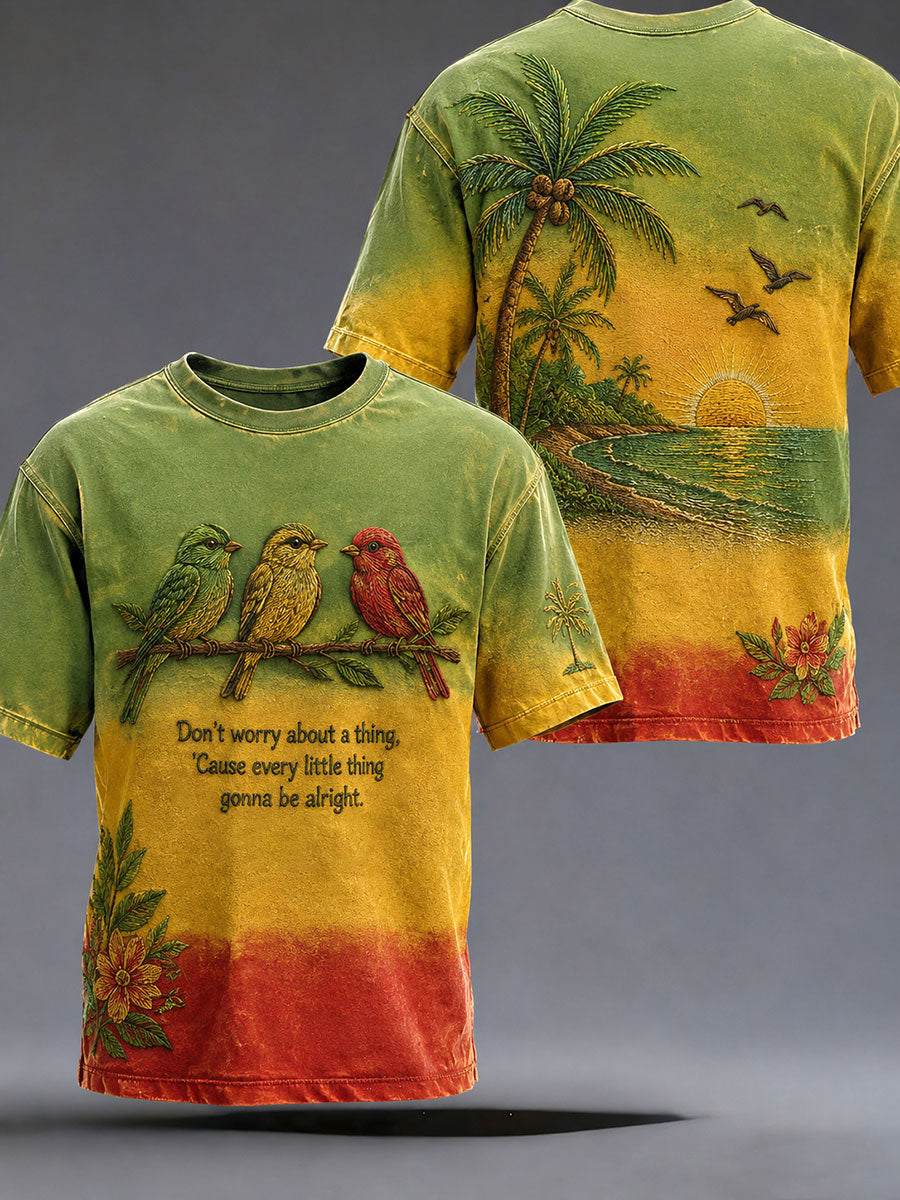 Men's 'Every Little Thing Is Gonna Be Alright' Printed Casual T-Shirt