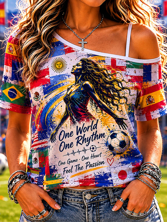 Women's Football Music Print Short-Sleeve Tank Top