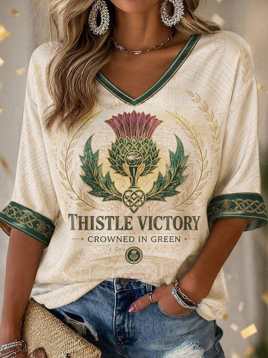 Women's Green Football Lover Art Printed T-shirt