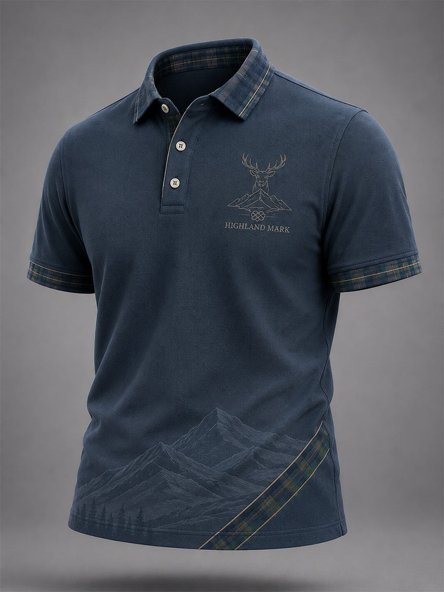 Men's Scottish Plaid Print Casual Polo
