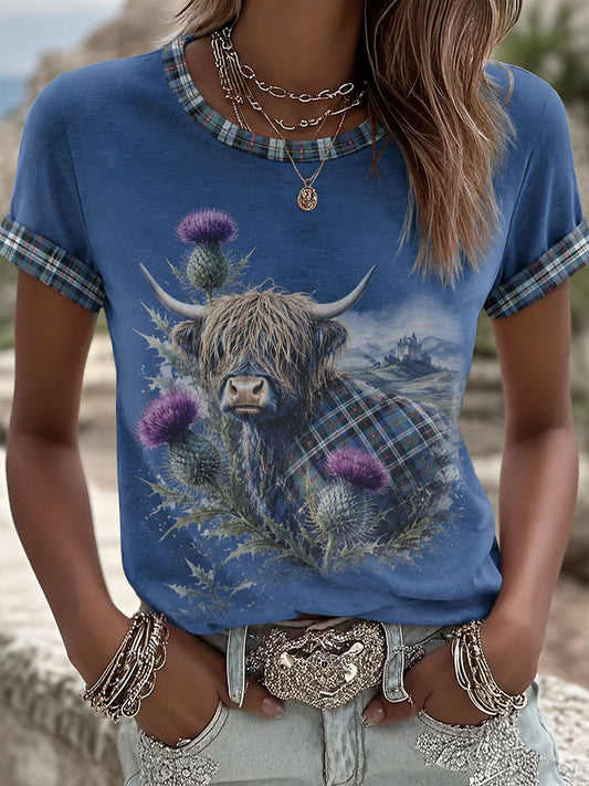 Women's Highland Cow Print Casual T-Shirt