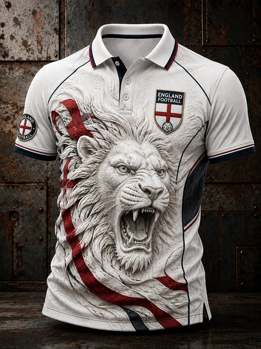 Retro England Football Fan Art Print Casual Jersey