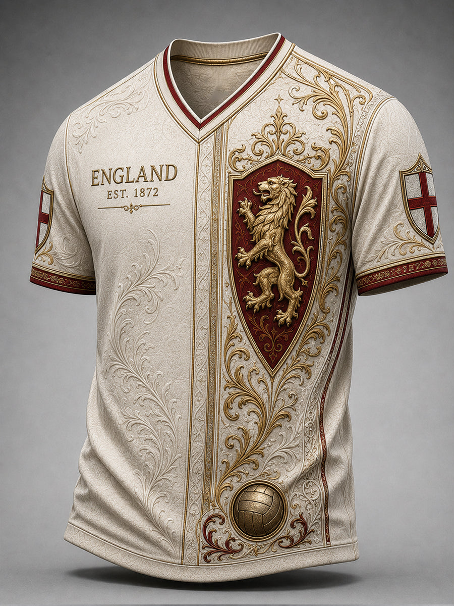 Retro England football fan art print casual jersey