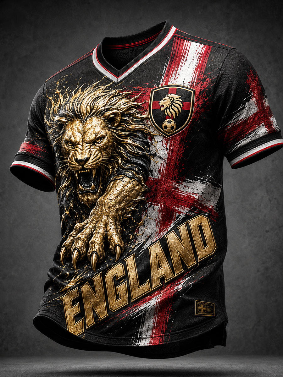 Retro England football fan art print casual jersey