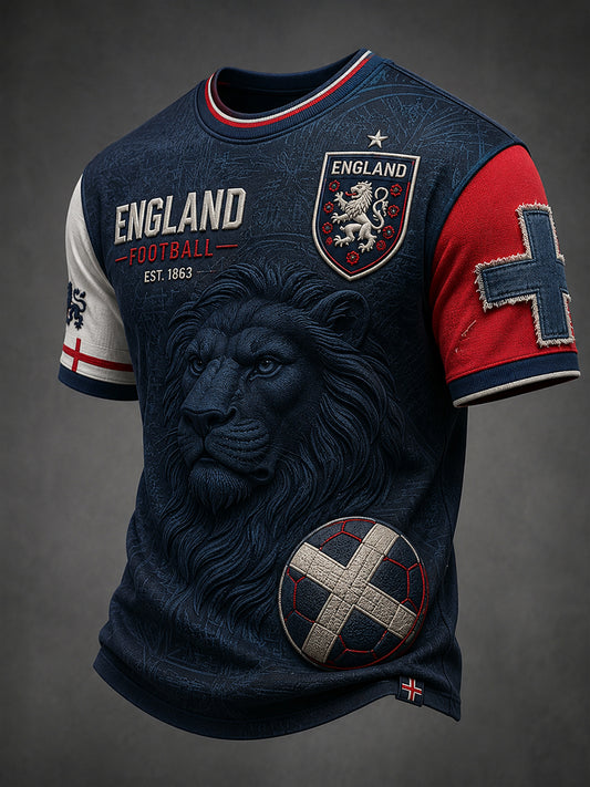 Retro England Football Fan Art Print Casual Jersey
