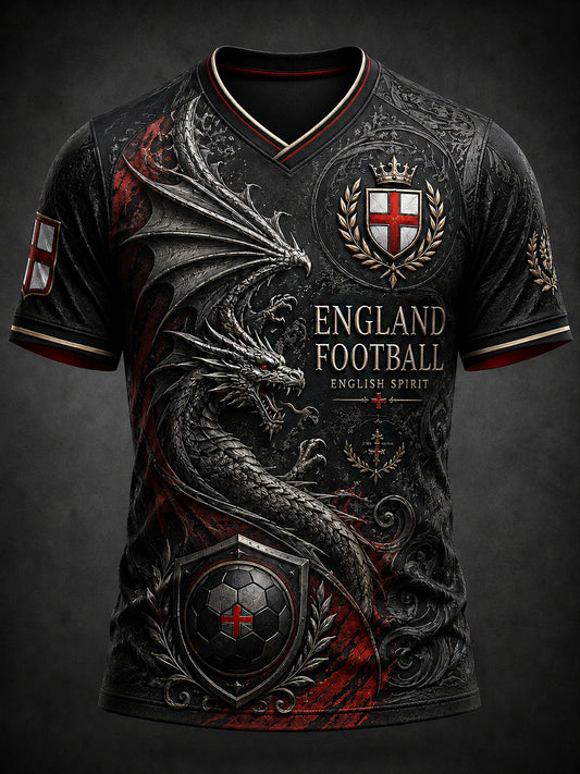 Retro England football fan art print casual jersey
