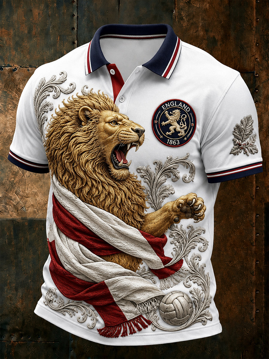 Retro England Football Fan Art Print Casual Jersey
