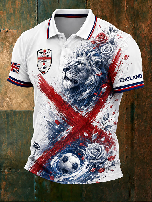 Retro England Football Fan Art Print Casual Jersey