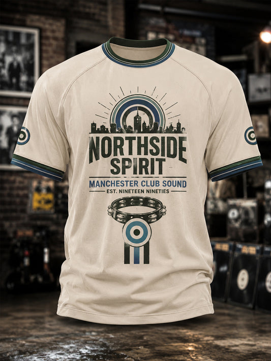Men's Retro Rock Band Print Casual Tee