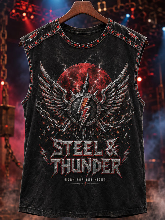 Men's Retro Heavy Metal Rock Band Print Casual Vest