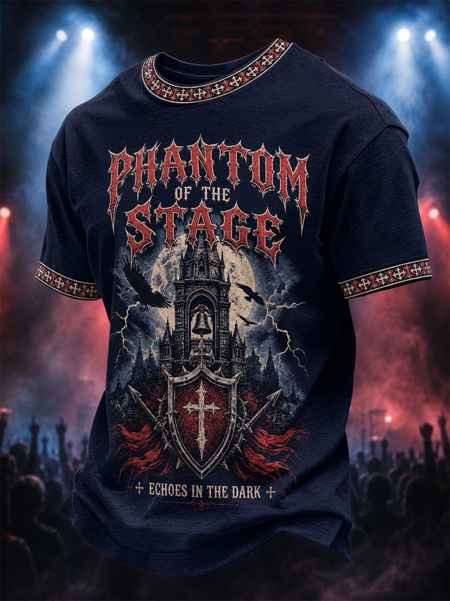 Men's Retro Heavy Metal Rock Band Print Casual Tee