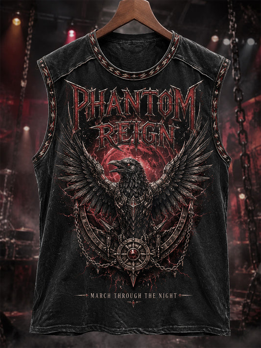 Men's Retro Heavy Metal Rock Band Print Casual Vest