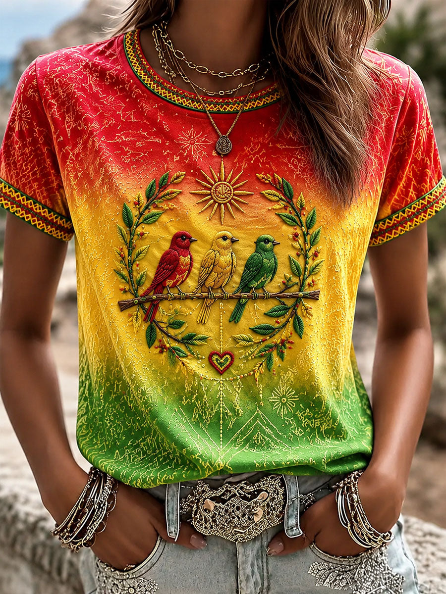 Women's 'Every Little Thing Is Gonna Be Alright' Printed Casual T-Shirt