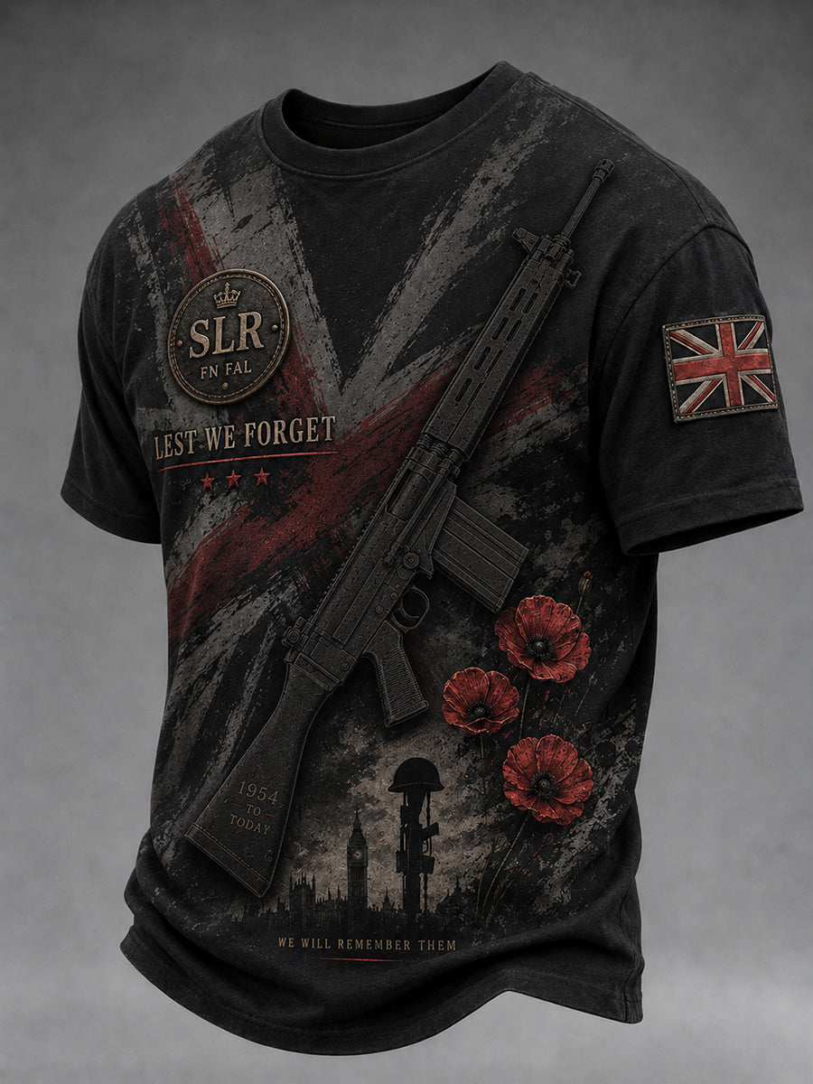 Men's Retro Veteran Weapon Print Short-Sleeve T-Shirt