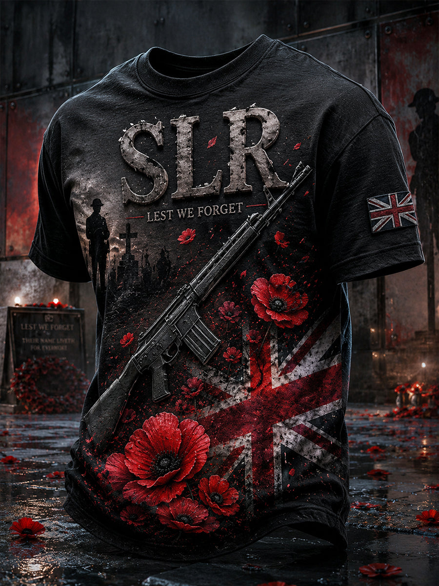 Men's Retro SLR Forget-Me-Not Print Casual T-Shirt