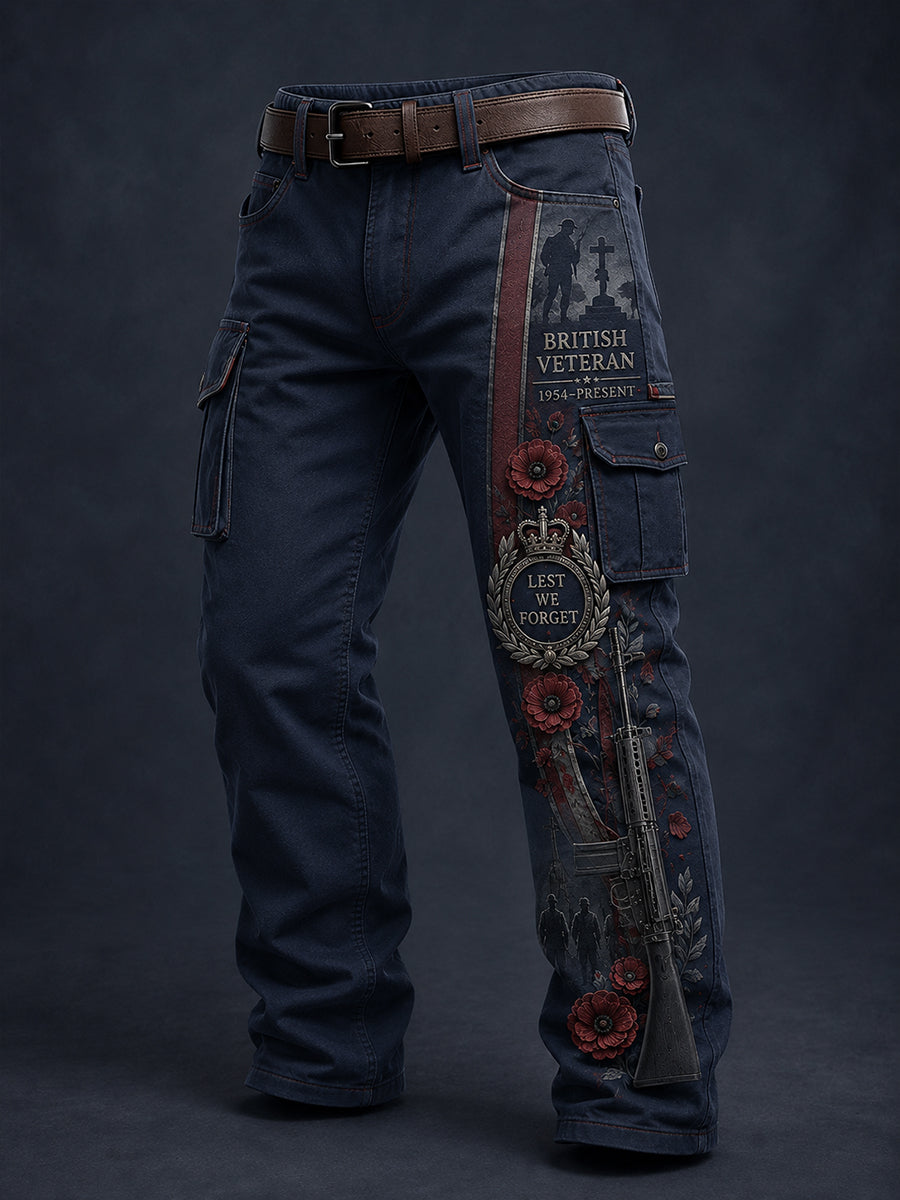 Men's Veteran Weapon Print Long Cargo Pants