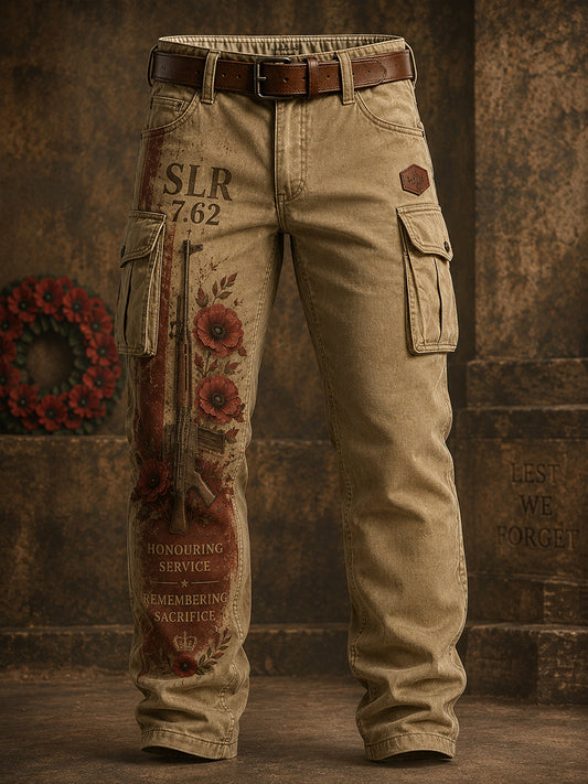 Men's Veteran Weapon Print Long Cargo Pants