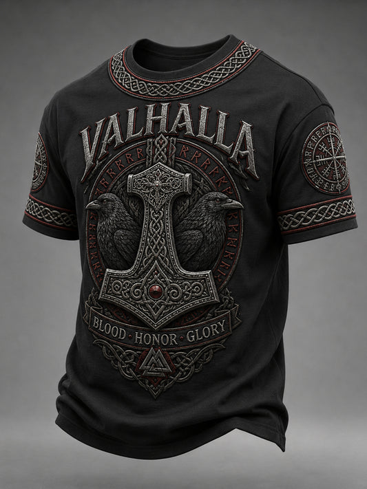 Men's Retro Viking Element Print Short-Sleeve T-Shirt