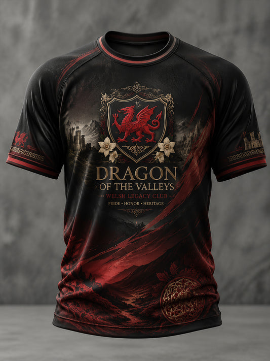Men's Welsh Dragon Printed Casual Short Sleeves T-shirt