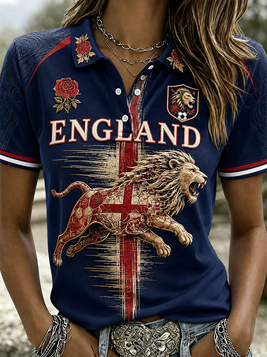Women's England Football Polo T-Shirt