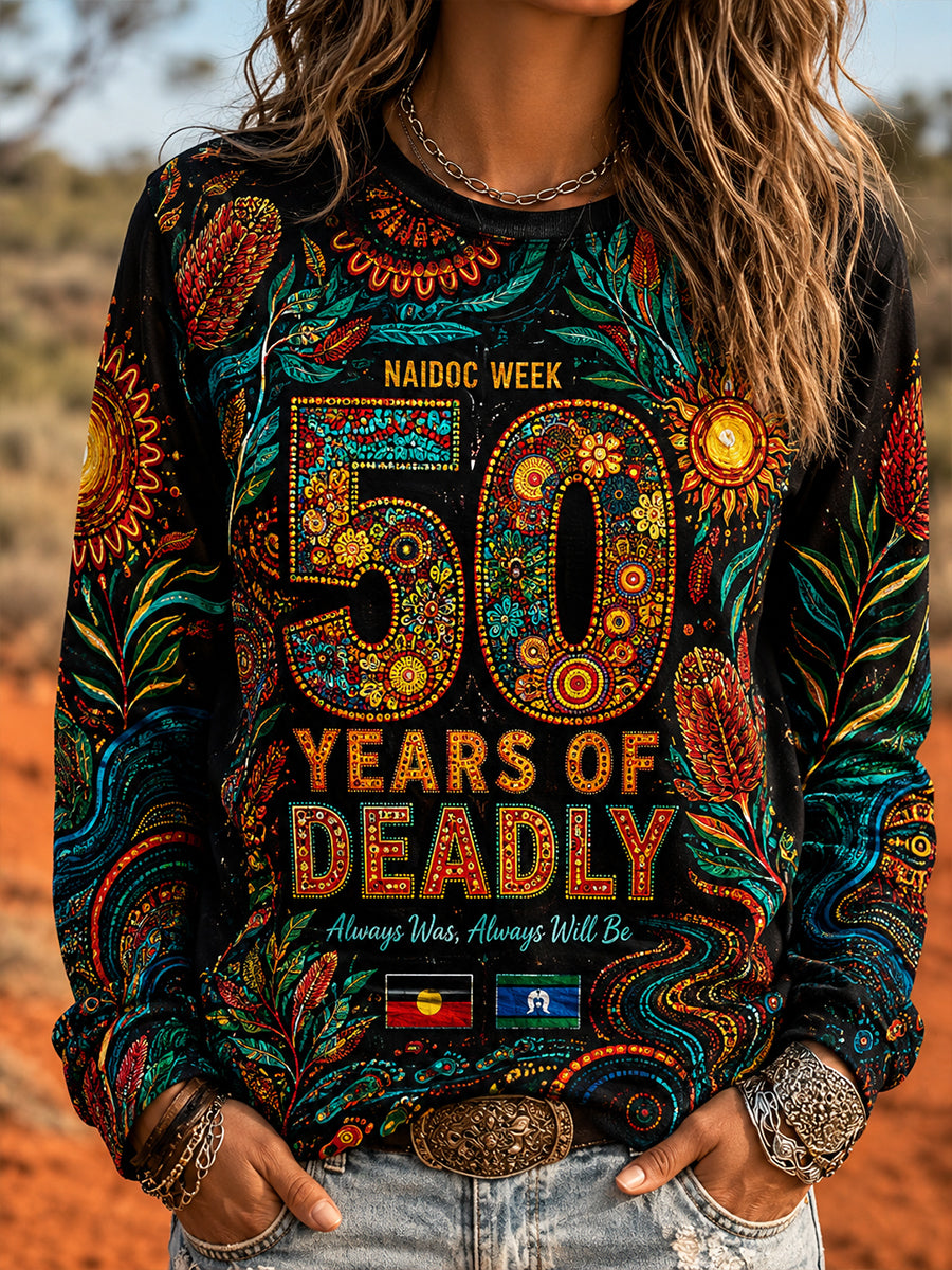 Women's Australian Naidoc Week Round Neck Long Sleeve T-Shirt