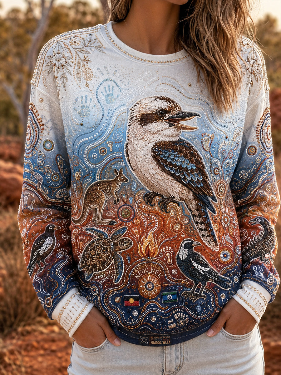 Women's Australian Naidoc Week Round Neck Long Sleeve T-Shirt